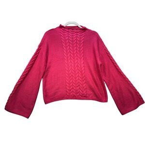 Calvin Klein Jeans Womens Cable Knit Sweater M Hot Pink